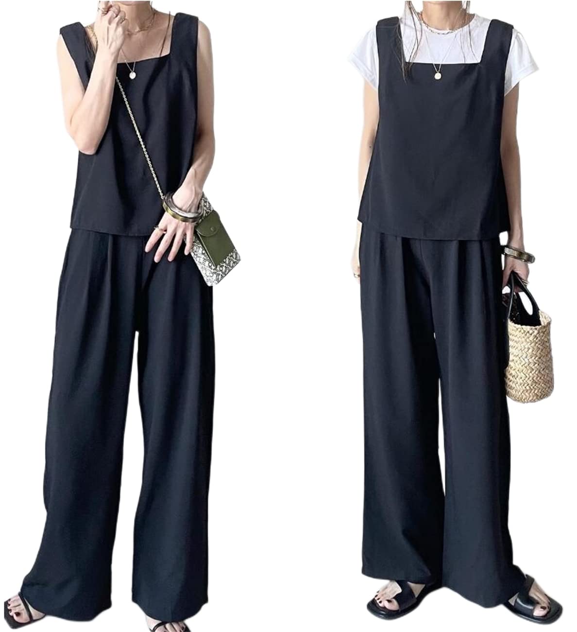 Amazon.co.jp: セットアップ ベスト+ストレートパンツ 2点セット